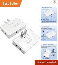 3-Way Portable Outlet Extender - 180 Swivel 2-Prong Splitter, Pack of 2