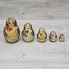 Wood Cat Nesting Dolls Set Of 5 Hand Painted ...