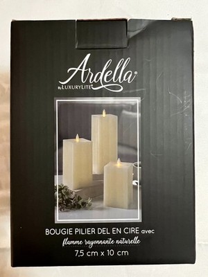 NEW!Ardella by LuxuryLite LED Wax Pillar Candle with Natural Glowing Flame 3''x4''