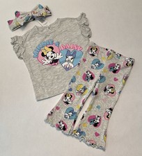 New Disney Baby Girl Minnie Mouse 6-9 Months Pants Shirt 3 PC Set Daisy Heart