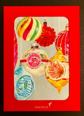NEW BOX Of 14 Papyrus Christmas Cards Ornaments Large Embellished Embossed