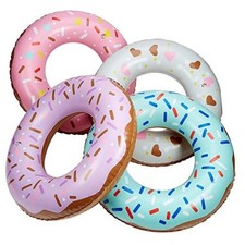 Donut Pool Floats - 20 Inch - Inflatable Floaties for Kids - Sprinkle 4 Pack