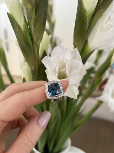 David Yurman Albion Blue Topaz 7Carat, Pavé diamonds, Sterling Silver, Pre-owned - 第 4/16 張圖片