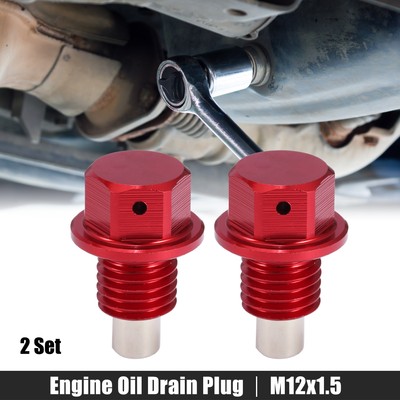 2 Satz Ölablassschraube M12x1.5 Aluminiumlegierung mit 2 Unterlegscheiben Rot