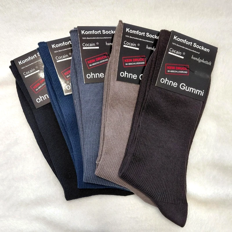 Confezione 6 Paia Calzini Uomo A Coste Misto Cotone | Non Elasticizzati Per Diabetici | Nero, Blu Navy, Grigio
