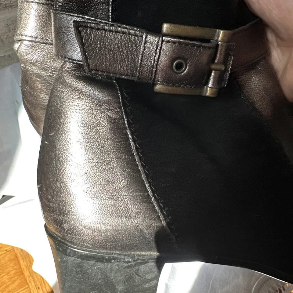 Botines Sesto Meucci y2k Vintage Cuero Negro/Plateado Puntera Cuadrada Talla 10 Foto 4 de 4