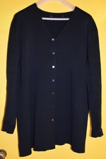 Vintage Lands End cardigan thick black knit 100 cotton 1X 2X