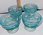4 Fairfield Light Blue Anchor Hocking Low Sherbet Dessert Cup Vtg Glassware 1976