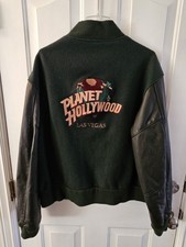 Planet Hollywood Mens XL Leather / Wool Varsity Jacket Las Vegas 90s Vtg