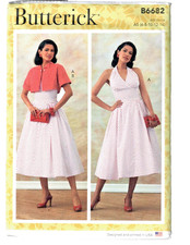 Butterick B6682 Sewing Pattern Misses Dress w/2 Variations & Belero Jacket 6-14