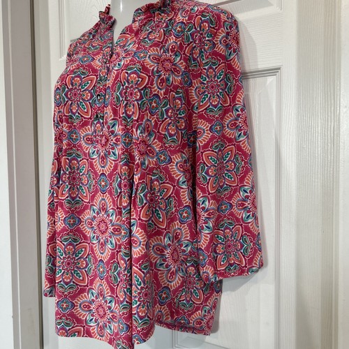 Juniper & Lime Women's XL Pink Floral Stretch Knit Blouse Tunic Top - Picture 2 of 10