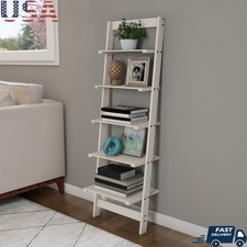 5-Tier Wood Ladder Shelf Storage Display Bookcase Home Office Living Room New