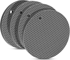 4 Pack Silicone Round Trivet Mats Heat Resistant Pot Holders for Kitchen Counter