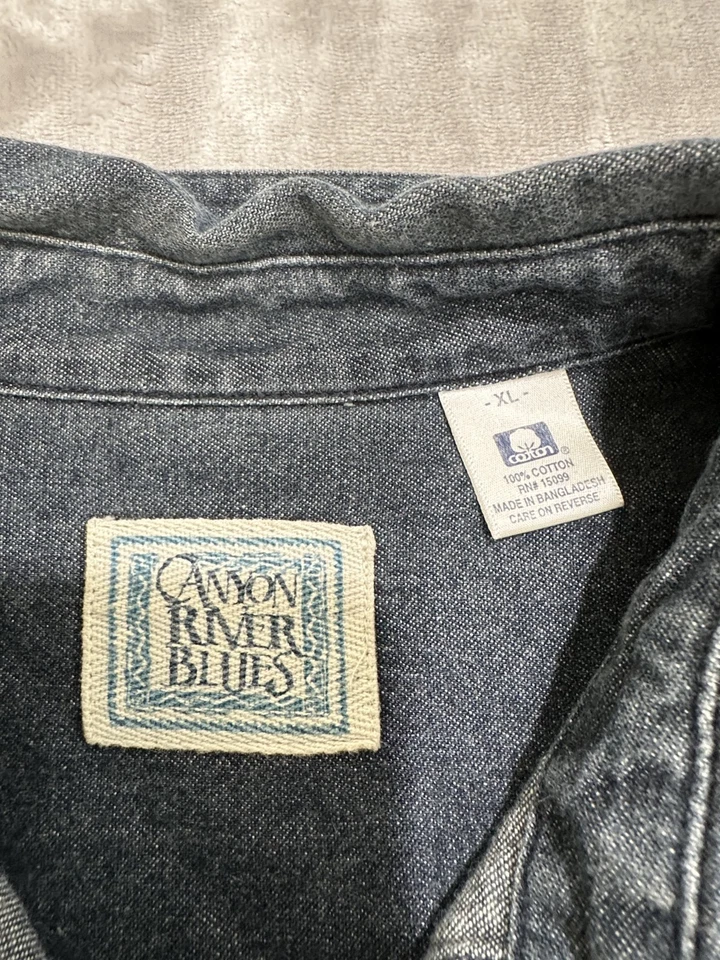Camisa Denim Canyon River Azul Para Hombre Talla XL Azul Manga Larga Abotonada *Defectos Foto 4 de 4