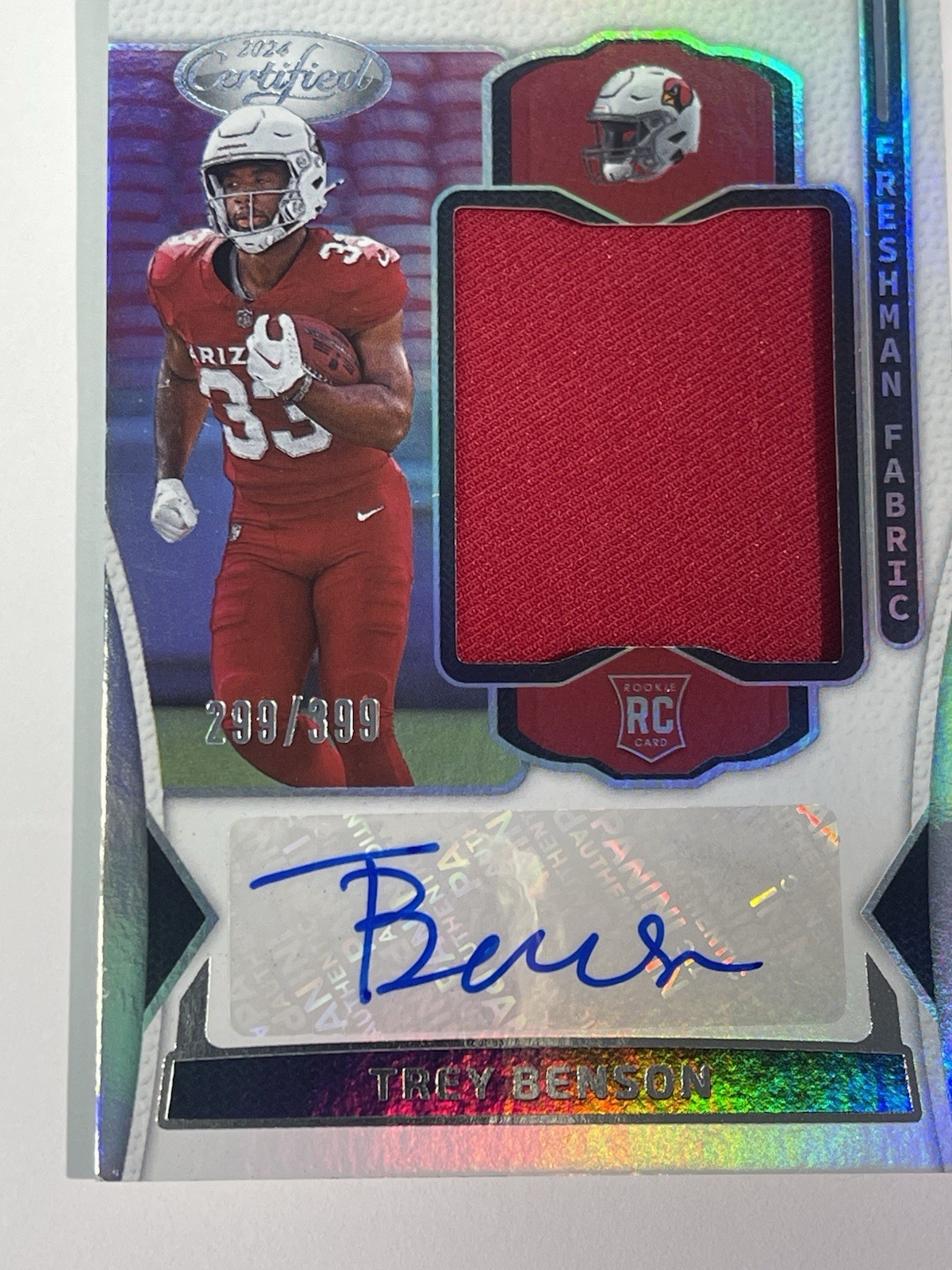 2024 Panini Certified #FMS-TBN Trey Benson Rookie Auto Freshman Fabric RPA /399