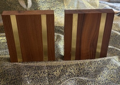 Classic Mid Century Park Sherman Walnut & Brass Bookends