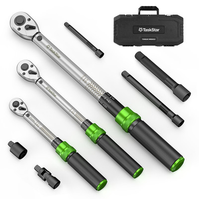 TaskStar Click Torque Wrench Kit 45-221 in.lb /30-160 ft.lb 1/4''/3/8''/1/2'' Drive