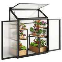 Outsunny Polycarbonate Greenhouse with Door, Aluminium Walk-in Greenhouse