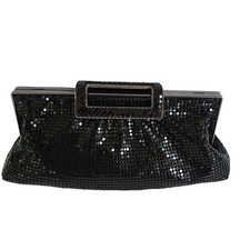 The Limited Black Sequin Clutch Evening Purse Hand Bag Snap Close Chain 4"x8"