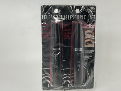 L'Oreal Paris Telescopic Lift Mascara Blackest Black Lengthening 0.33oz, 2 PACK