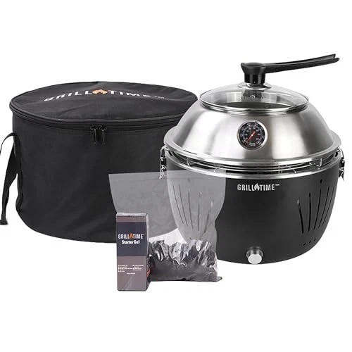 GrillTime Tailgater GT/GTX Ultimate Portable Charcoal Grill (Gray) 14in. + Hood