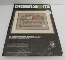 NEW  VINTAGE 1988 DIMENSIONS COUNTED CROSS STITCH 3662 ALL THINGS BRIGHT BEAUTI