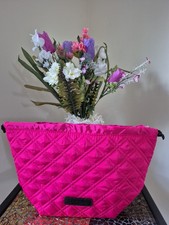 Lancome Makeup bag quilted like "XXL size" in bright pink, liner  String New 