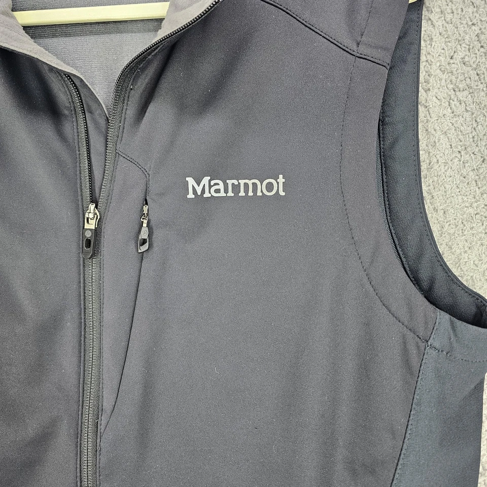 Chaleco Marmot Para Hombres Mediano Negro Gris Gore Windstopper Softshell Cremallera Completa Exterior Foto 4 de 4