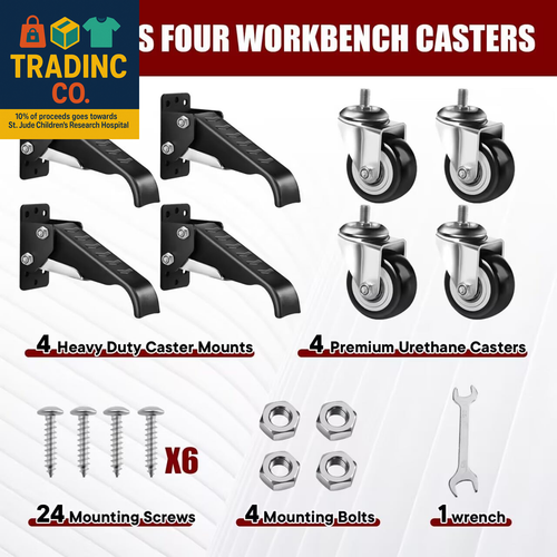 Retractable Workbench Casters Kit, Heavy Duty Workbenches Wheeels with 600 Lbs C - Afbeelding 7 van 7