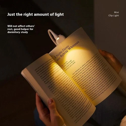 Mini LED Book Light Eye Protection Adjustable Clip 360° Flip Study Lamp 3 Colors