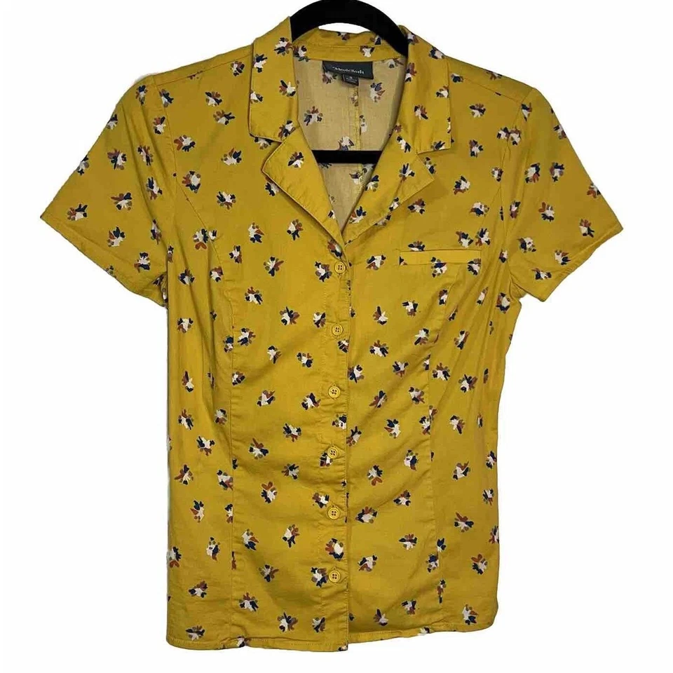 ModCloth Top Yellow Daytime Dynamo Retro Button Up Floral Collared Cottagecore - Image 2 of 4