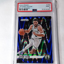 Panini 2024 Prizm Jayson Tatum Blue Seismic #103 PSA 9 Basketball Celtics