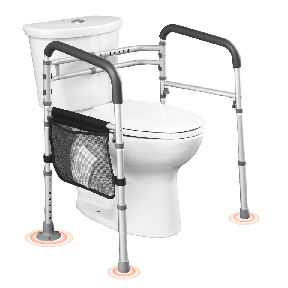 Cadre Toilette Sécurisé Barre d'Appui WC Pliable pour Personnes Âgées - Photo 1/4
