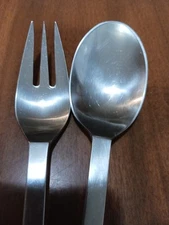 Dansk Ingot Set Flatware Pair Serving Spoon and Fork Japan 10" Pair Ingot Disc.