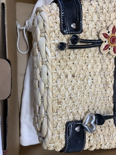 Borsa a mano Brighton vintage in paglia nuova con scatola con ciondoli e sacchetto antipolvere - Foto 6 di 13