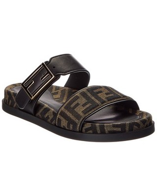 Fendi Feel Ff Jacquard & Leather Sandal Women's