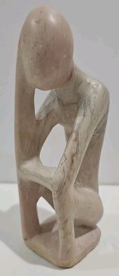 MCM Carved Soapstone Sculpture Statue Thinking  Man Thinker 6.5'' Tall 