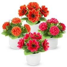 Artificial Plants Set of 4  High Rating Artificialke Flowers Red Silk Flowers ...