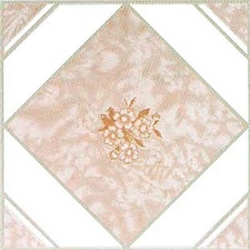 Beige Vinyl Floor Tiles 20 Pc Adhesive Kitchen Flooring - Actual 12'' x 12''