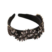 Rhinestone Headbands Women Baroque Crystal Jeweled Decorative Girls Black