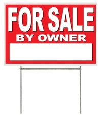 4LessCo 18"x12" For Sale By Owner Yard Sign with Stake RB1S Red Lawn Sign