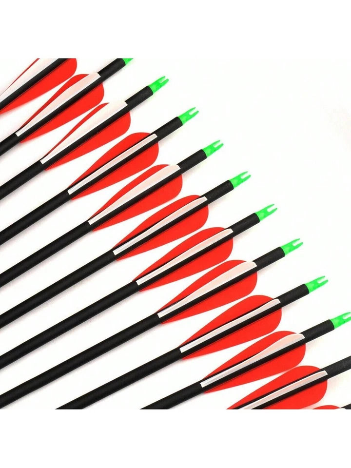 30-дюймовые углеродистые стрелы SP500 для охоты из лука составной и рекурсивный лук упаковка 12 шт. - Изображение 4 из 4