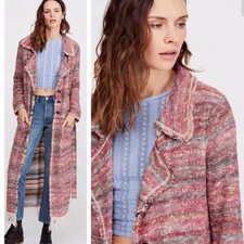 Free People Boho Duster Desert Sunrise Maxi Fringe Cardigan Sweater M