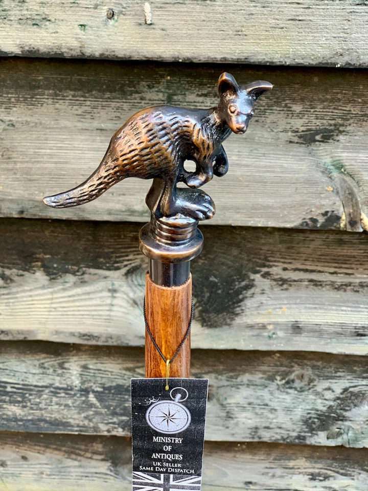 Antiguo Bastón Canguro Hecho a Mano Victoriano Steampunk Plegable Bastón Trabajo Foto 3 de 4