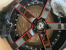 Marquee Gloss Red & Black Milled 20in. Rims & Falken  Azenis FK510 Tires