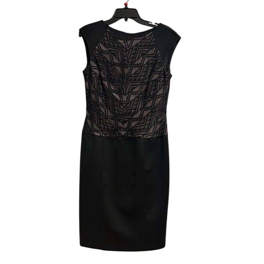 London Times Black LBD Lace Cocktail Dress Scuba Party wedding office Size 10