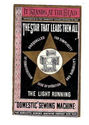 c1890 Trade Card Domestic Sewing Machine Paper Patterns