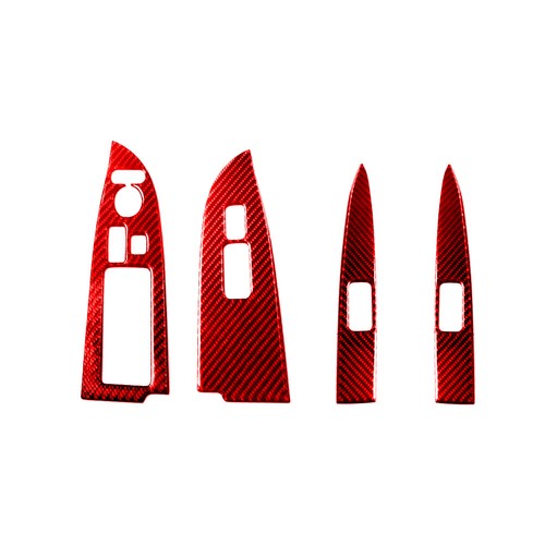 11-Piece Red Carbon Fiber Window Switch Trim For Silverado/Sierra 2014-2018 – Gloss Finish
