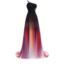 Womens Gradient Chiffon Dress Formal Prom Cocktail Party Ball Gown Evening Dress