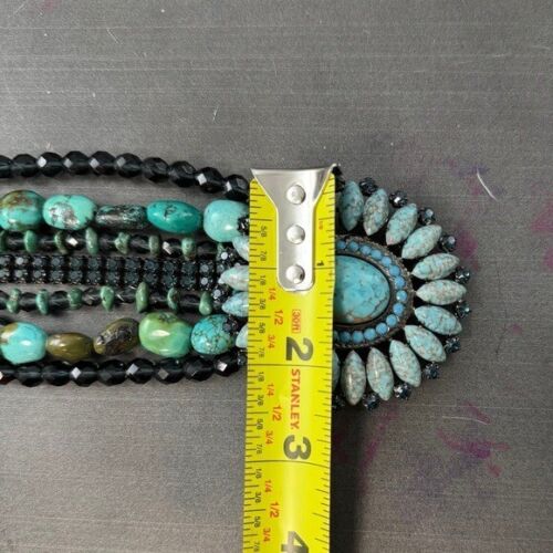 Cintura Neiman Marcus Navajo turchese argento pietra a grappolo concho perline western - Foto 8 di 16
